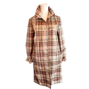 GAP Heritage Classic Plaid Long Raincoat Coat Spring Jacket Medium Lightweight